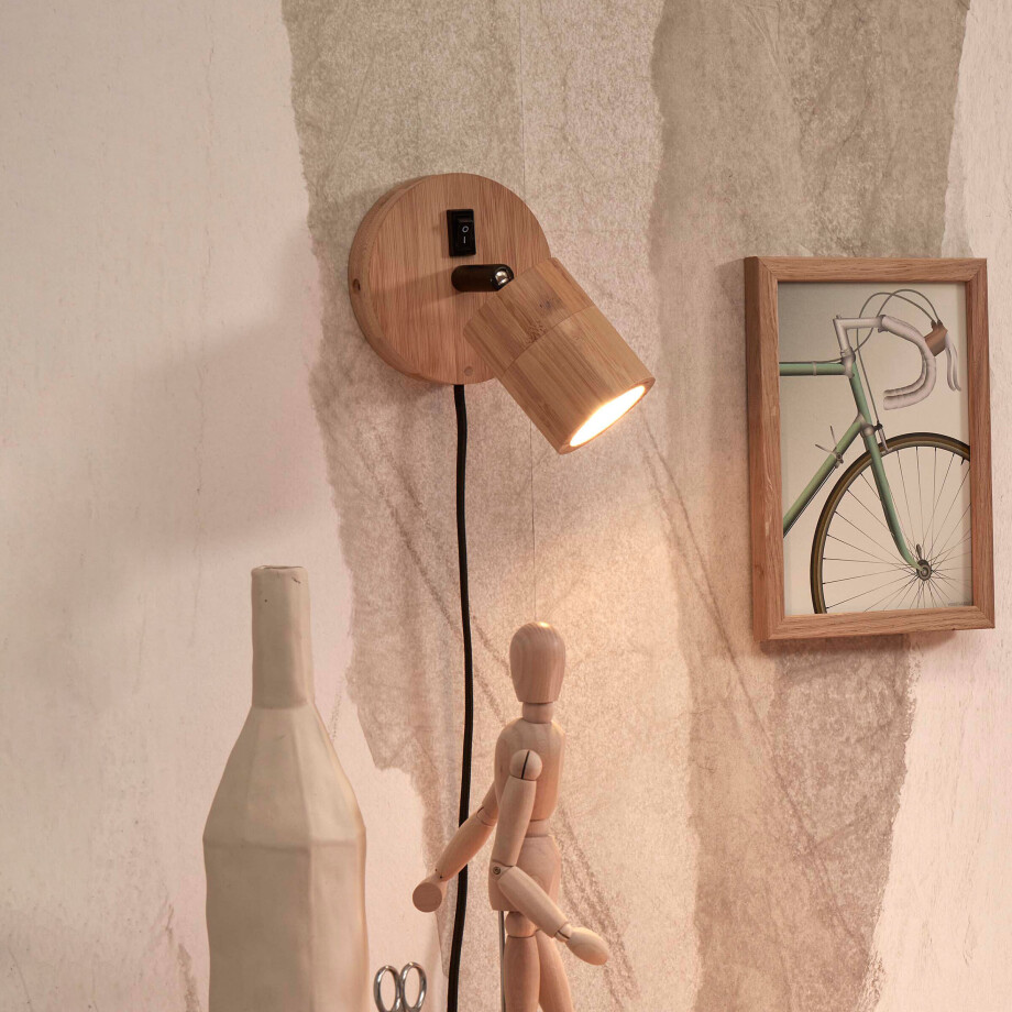GOOD&MOJO Wandlamp 'Java' Spot, Bamboe, kleur Naturel afbeelding 1
