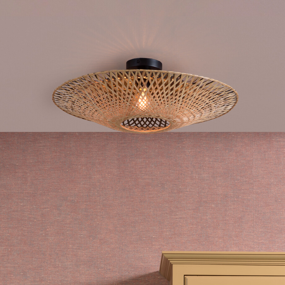 GOOD&MOJO Plafondlamp 'Kalimantan' Medium, Bamboe, kleur Naturel afbeelding 