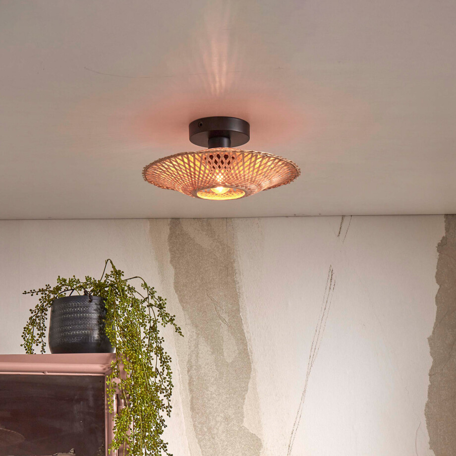 GOOD&MOJO Plafondlamp 'Kalimantan' Bamboe, 30cm, kleur Naturel afbeelding 1