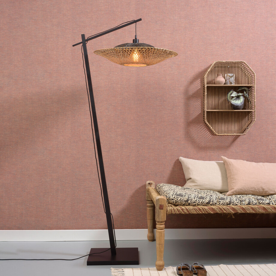 GOOD&MOJO Vloerlamp 'Kalimantan' Bamboe, 176cm, kleur Naturel/Zwart afbeelding 1