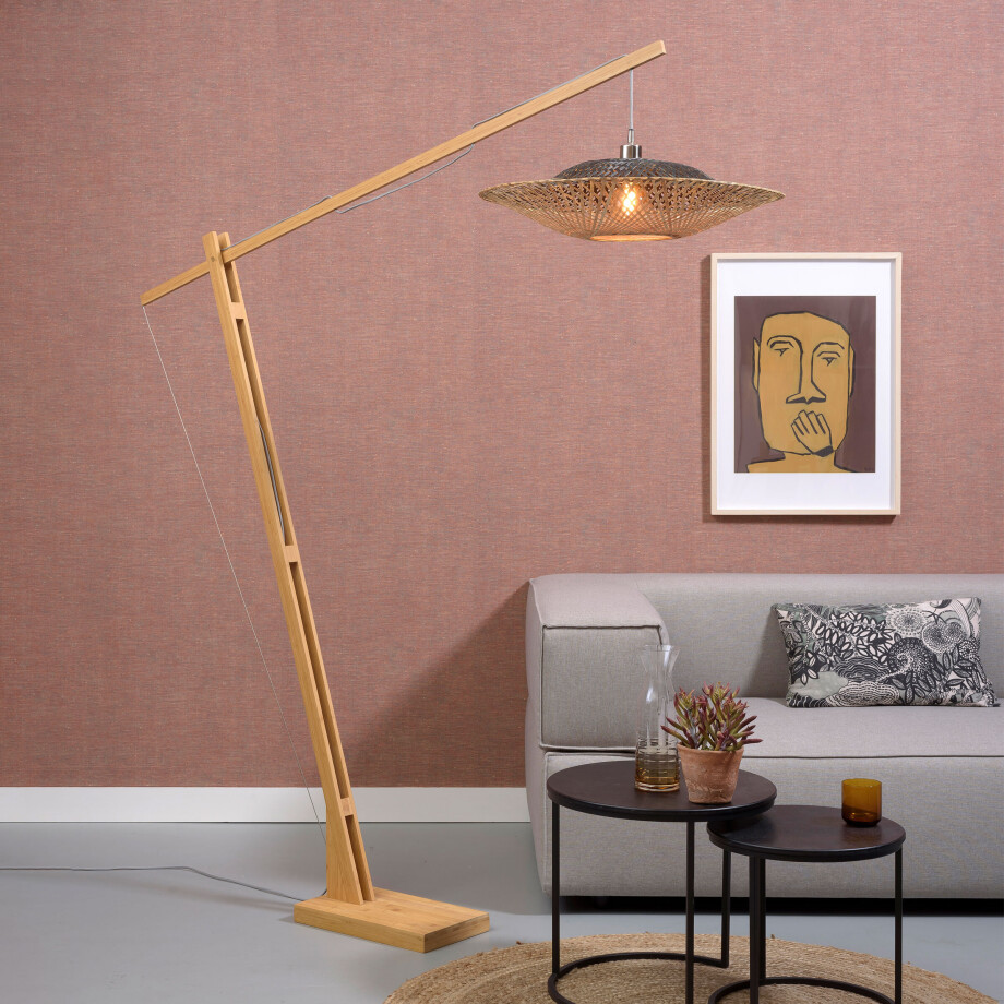 GOOD&MOJO Vloerlamp 'Kalimantan' Bamboe, 207cm, kleur Naturel afbeelding 1