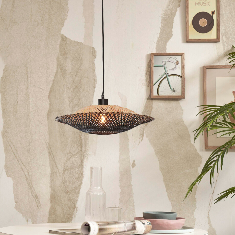 GOOD&MOJO Hanglamp 'Kalimantan' Bamboe, 44cm, kleur Zwart/Naturel GOOD&MOJO Hanglamp 'Kalimantan' Bamboe, 44cm, kleur Zwart/Naturel afbeelding 1