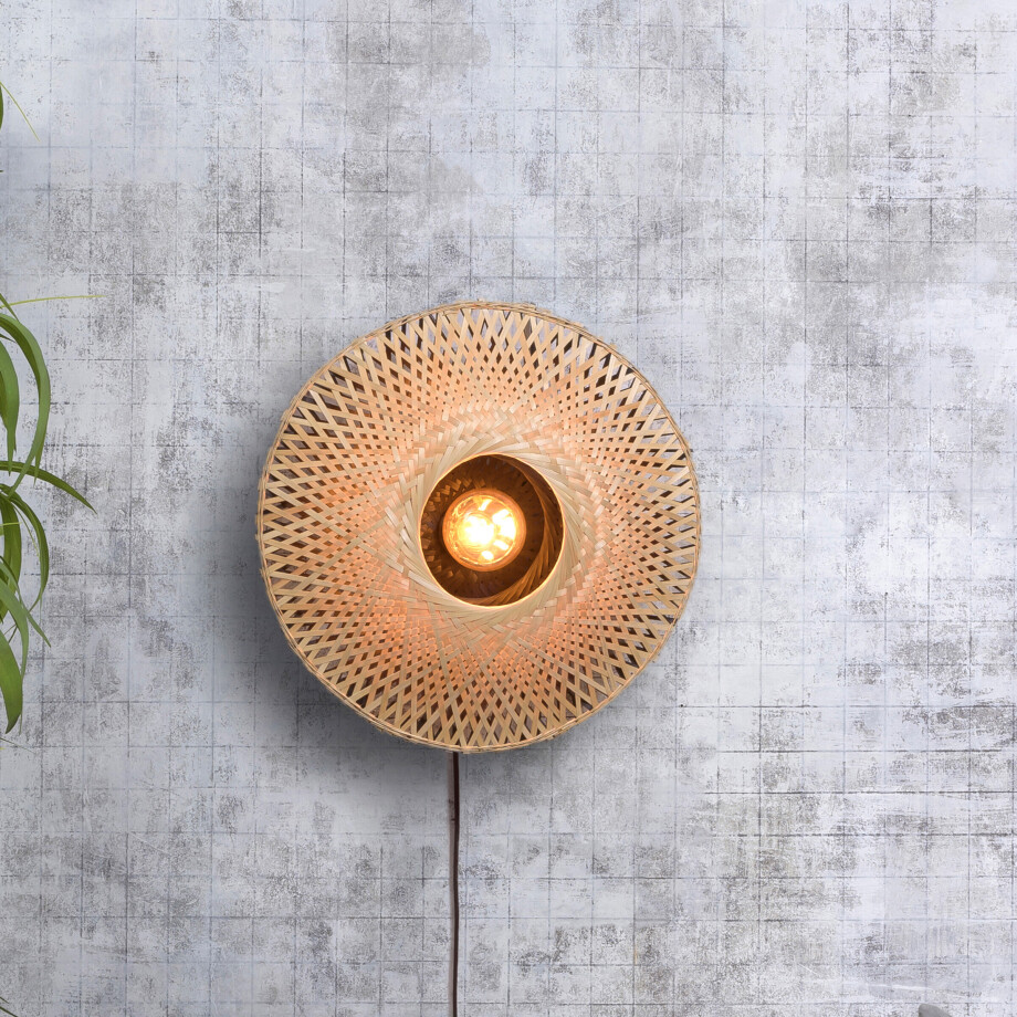 GOOD&MOJO Wandlamp 'Kalimantan' 44cm, Bamboe, kleur Naturel afbeelding 
