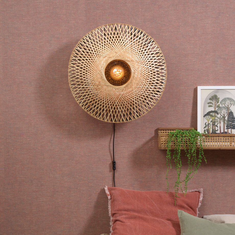 GOOD&MOJO Wandlamp 'Kalimantan' 60cm, Bamboe, kleur Naturel afbeelding 