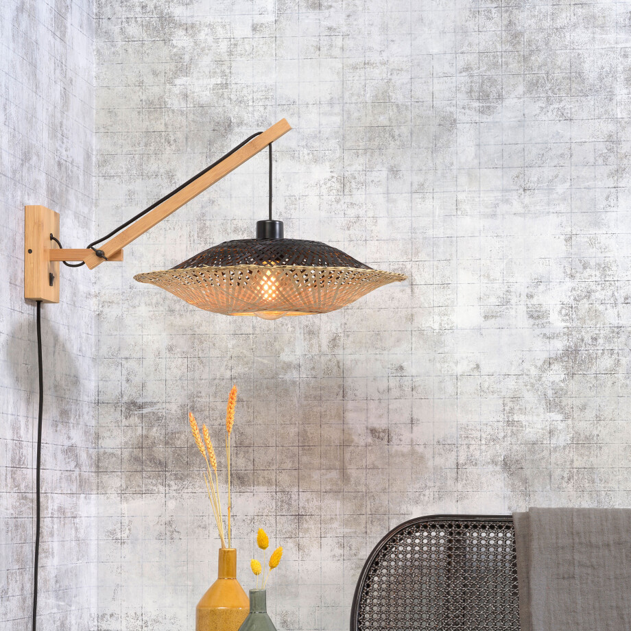 GOOD&MOJO Wandlamp 'Kalimantan' Small, Bamboe, kleur Naturel afbeelding 1