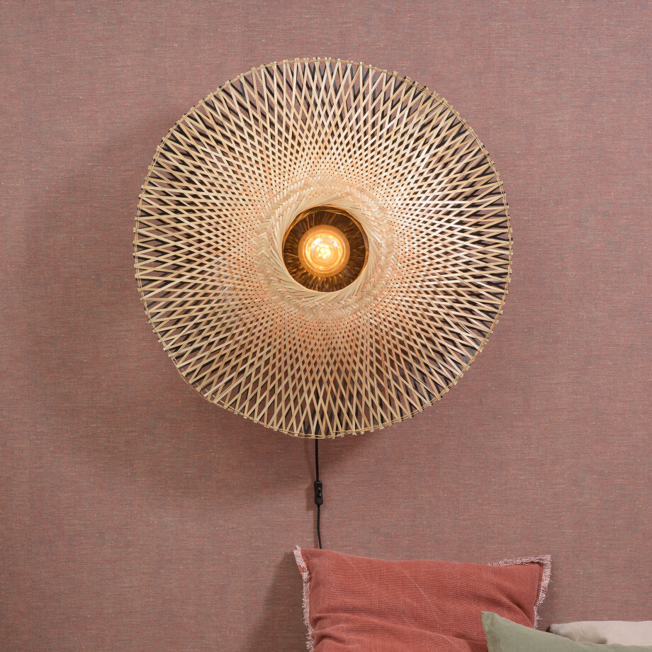 GOOD&MOJO Wandlamp 'Kalimantan' 87cm, Bamboe, kleur Naturel afbeelding 