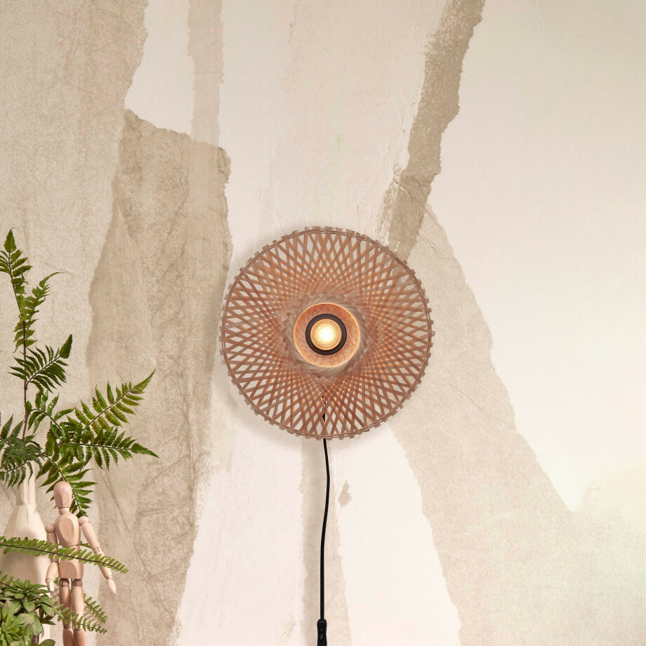 GOOD&MOJO Wandlamp 'Kalimantan' Bamboe, 30cm, kleur Naturel afbeelding 1