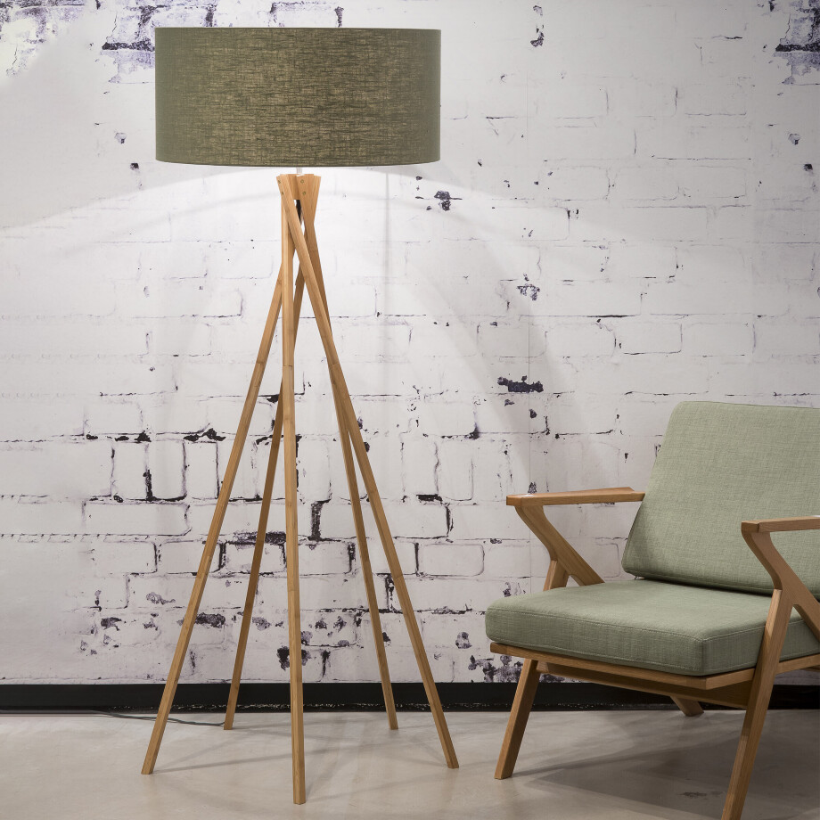 Good&Mojo Vloerlamp 'Kilimanjaro' Bamboe en Eco linnen, kleur Groen Good&Mojo Vloerlamp 'Kilimanjaro' Bamboe en Eco linnen, kleur Groen afbeelding 1