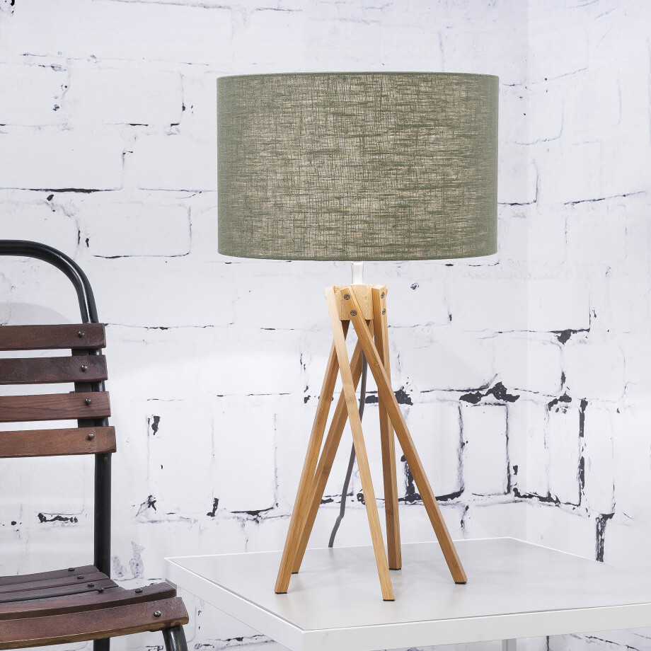 Good&Mojo Tafellamp 'Kilimanjaro' Bamboe en Eco linnen, kleur Groen afbeelding 1