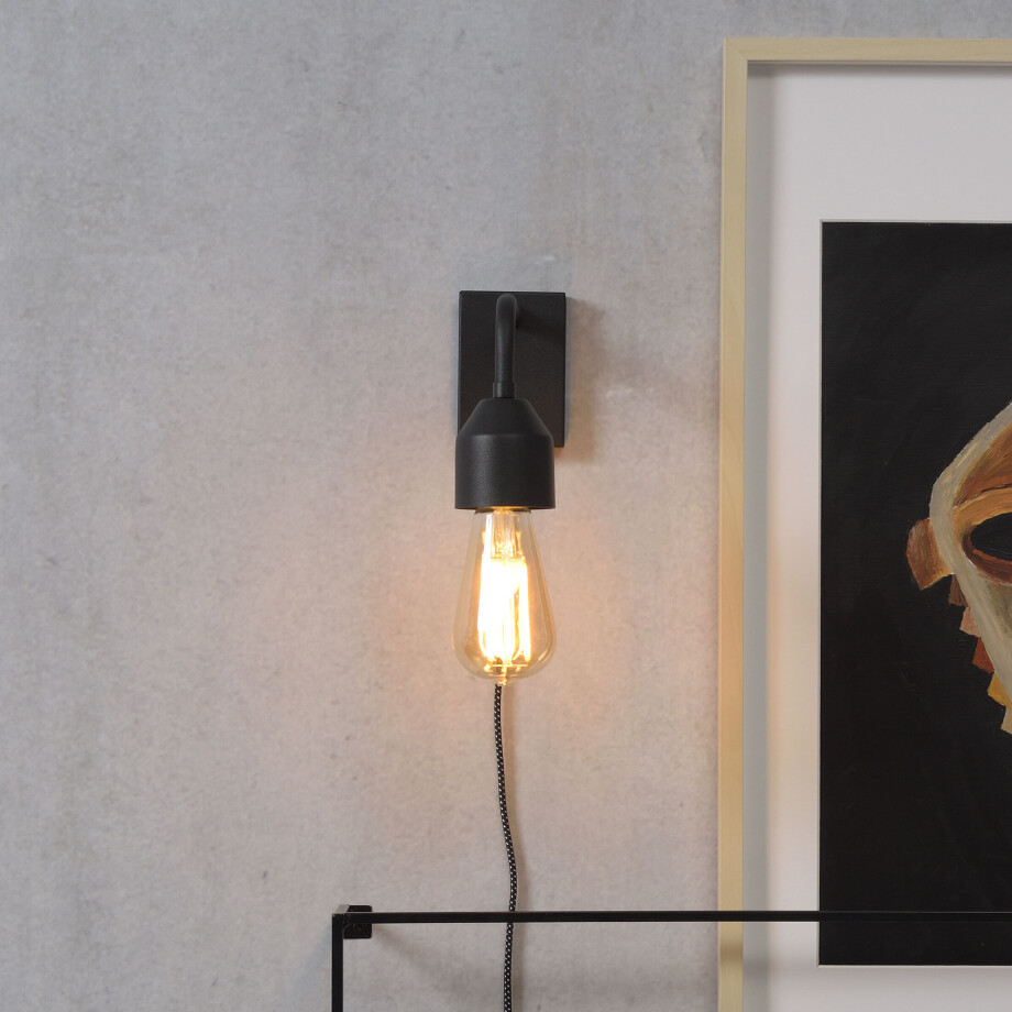 its about RoMi Wandlamp 'Madrid' kleur Zwart afbeelding 1