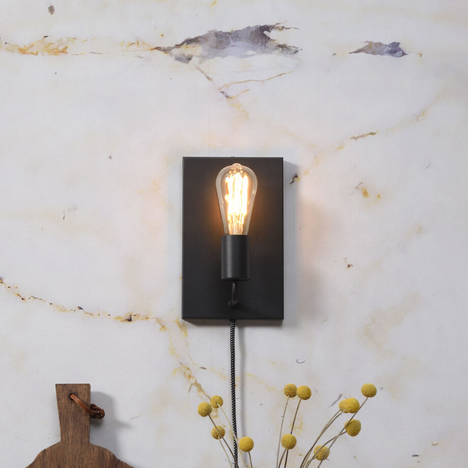 its about RoMi Wandlamp 'Madrid' 25cm, kleur Zwart its about RoMi Wandlamp 'Madrid' 25cm, kleur Zwart afbeelding 1