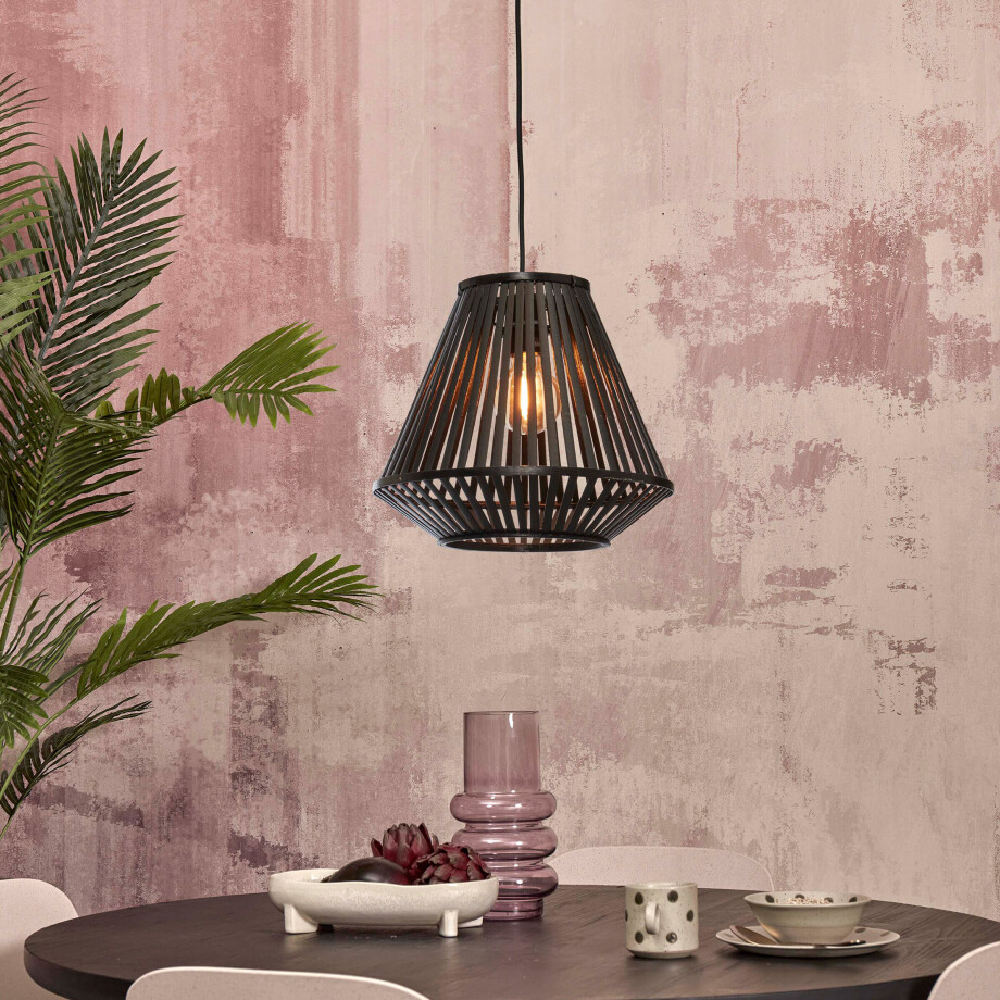 GOOD&MOJO Hanglamp 'Merapi' Diamond, Bamboe, 30cm, kleur Zwart GOOD&MOJO Hanglamp 'Merapi' Diamond, Bamboe, 30cm, kleur Zwart afbeelding 1