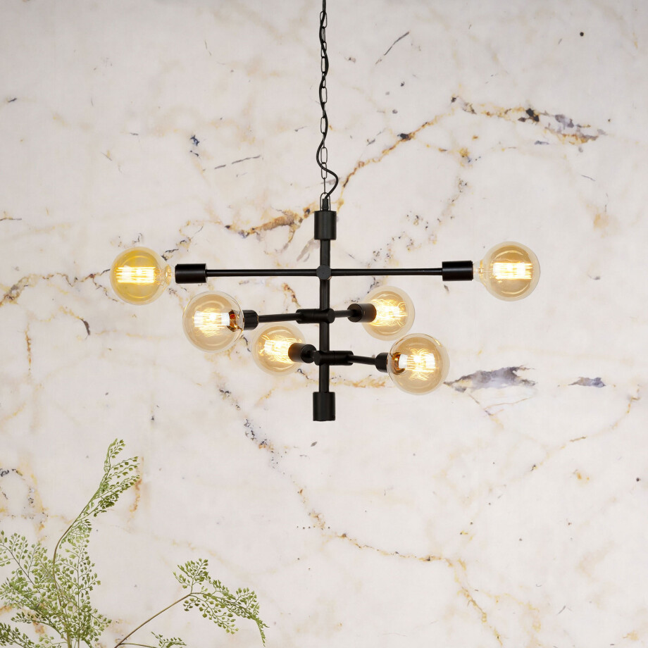 its about RoMi Hanglamp 'Nashville' 6-lamps, kleur Zwart afbeelding 1