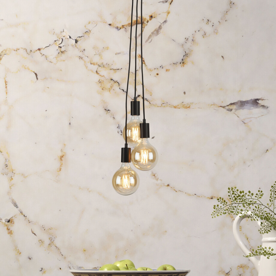 its about RoMi Hanglamp 'Oslo' 3-lamps, kleur Zwart its about RoMi Hanglamp 'Oslo' 3-lamps, kleur Zwart afbeelding