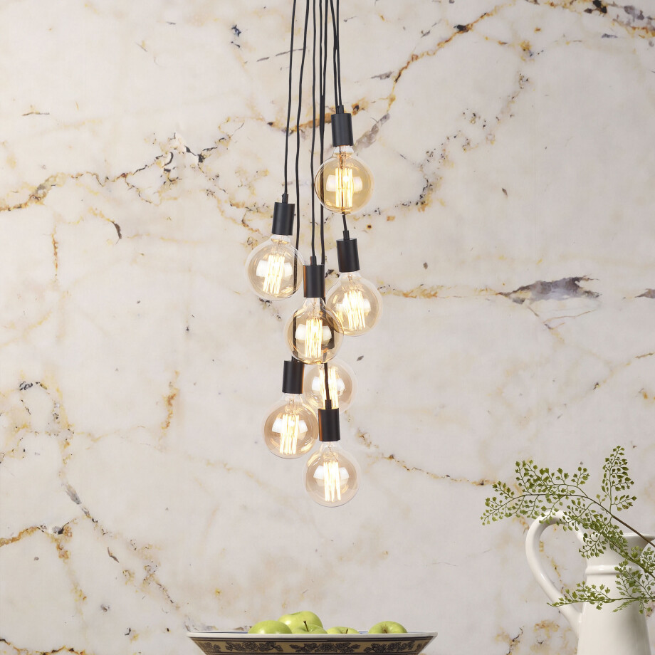 its about RoMi Hanglamp 'Oslo' 7-lamps, kleur Zwart afbeelding 1