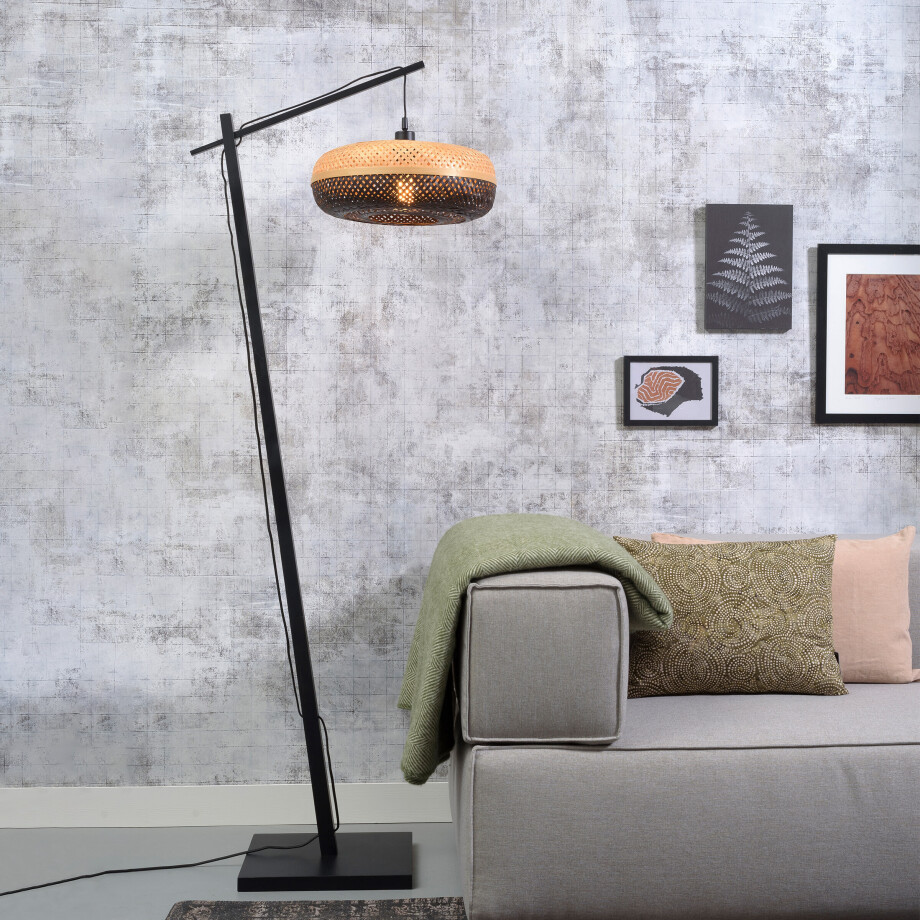 GOOD&MOJO Vloerlamp 'Palawan' Bamboe, 176cm, kleur Zwart afbeelding 1