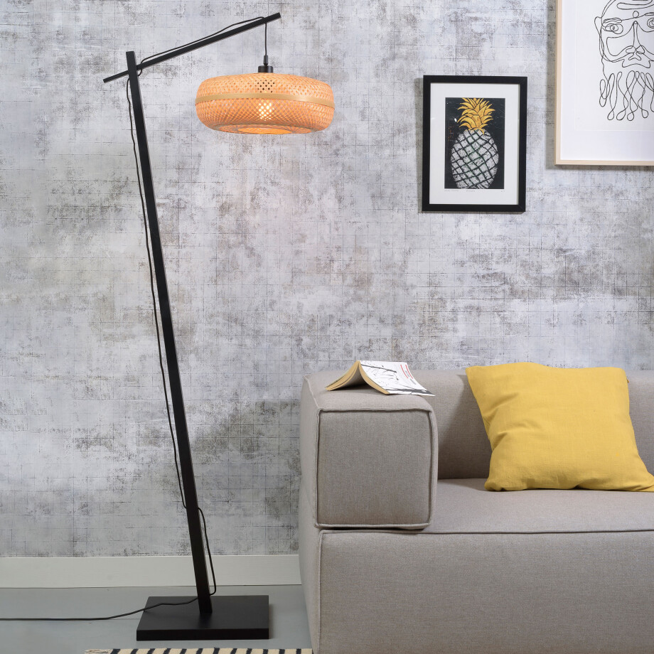GOOD&MOJO Vloerlamp 'Palawan' Bamboe, 176cm, kleur Zwart/Naturel afbeelding 1