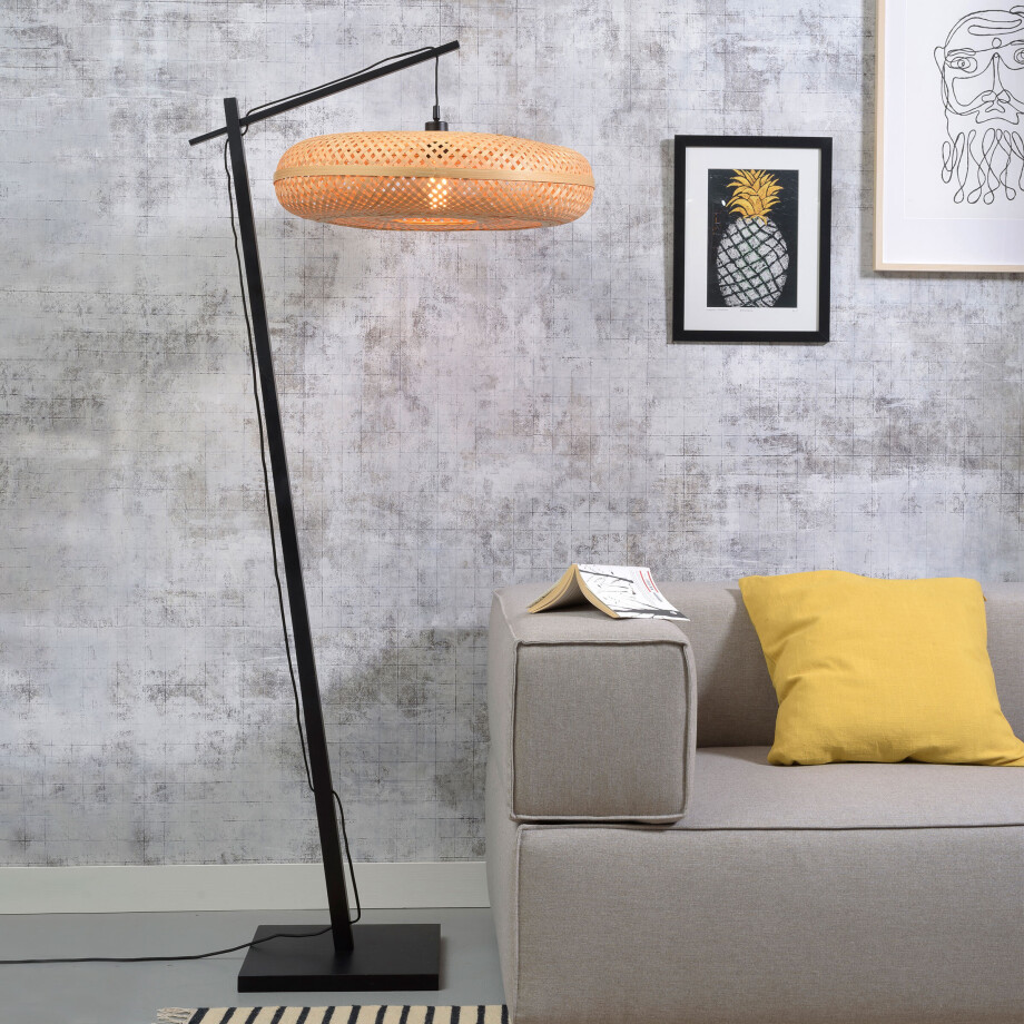 GOOD&MOJO Vloerlamp 'Palawan' Bamboe, 176cm, kleur Zwart/Naturel afbeelding 1