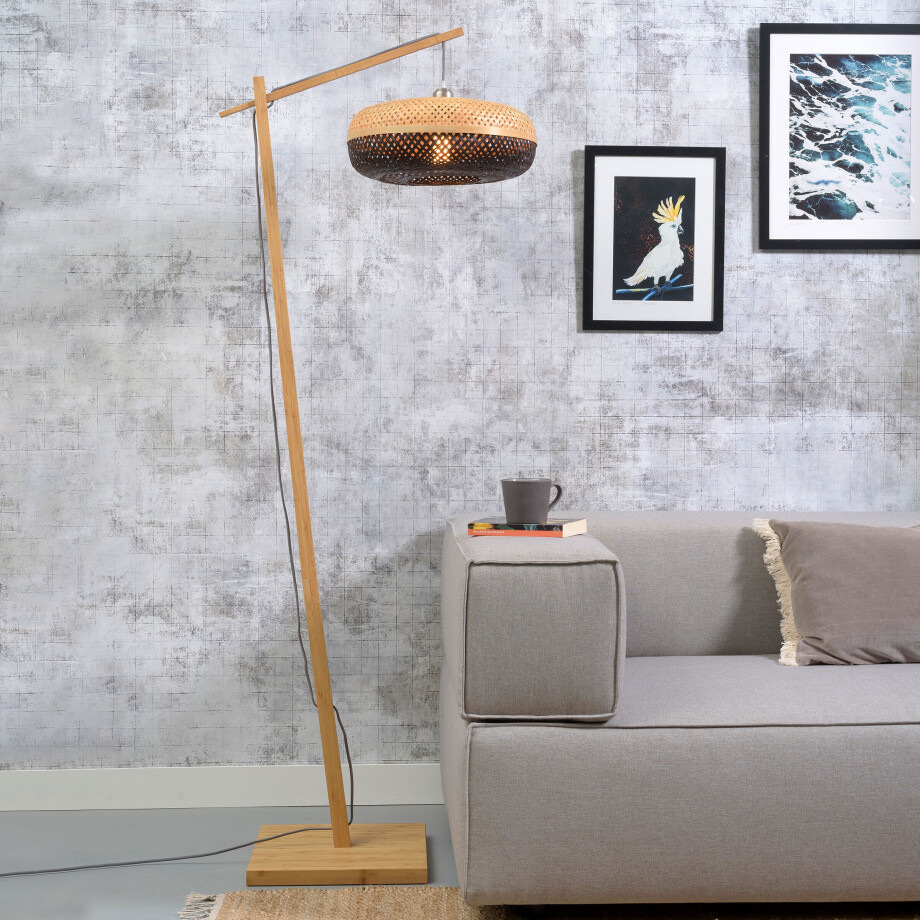 GOOD&MOJO Vloerlamp 'Palawan' Bamboe, 176cm, kleur Naturel/Zwart afbeelding 1