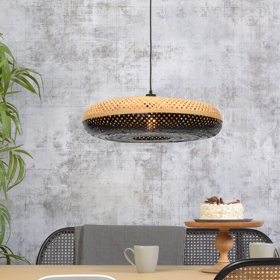 GOOD&MOJO Hanglamp 'Palawan' Large, Bamboe, kleur Naturel/Zwart afbeelding 1