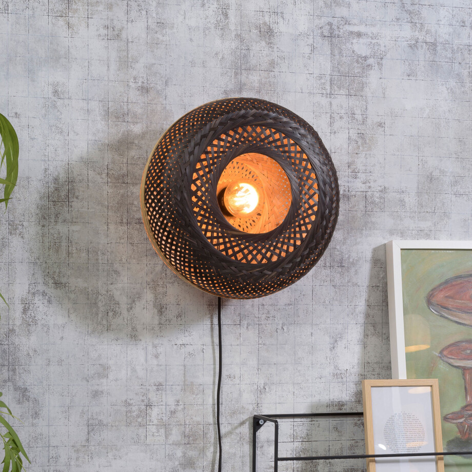 GOOD&MOJO Wandlamp 'Palawan' 40cm, Bamboe, kleur Zwart/Naturel afbeelding 1
