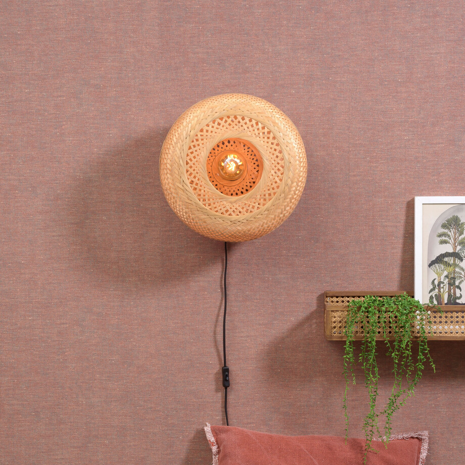 GOOD&MOJO Wandlamp 'Palawan' 40cm, Bamboe, kleur Naturel afbeelding 1