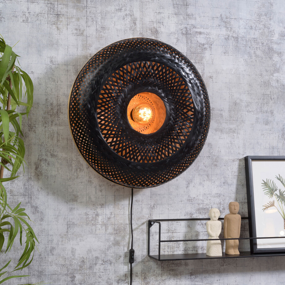 GOOD&MOJO Wandlamp 'Palawan' 60cm, Bamboe, kleur Zwart/Naturel GOOD&MOJO Wandlamp 'Palawan' 60cm, Bamboe, kleur Zwart/Naturel afbeelding 1