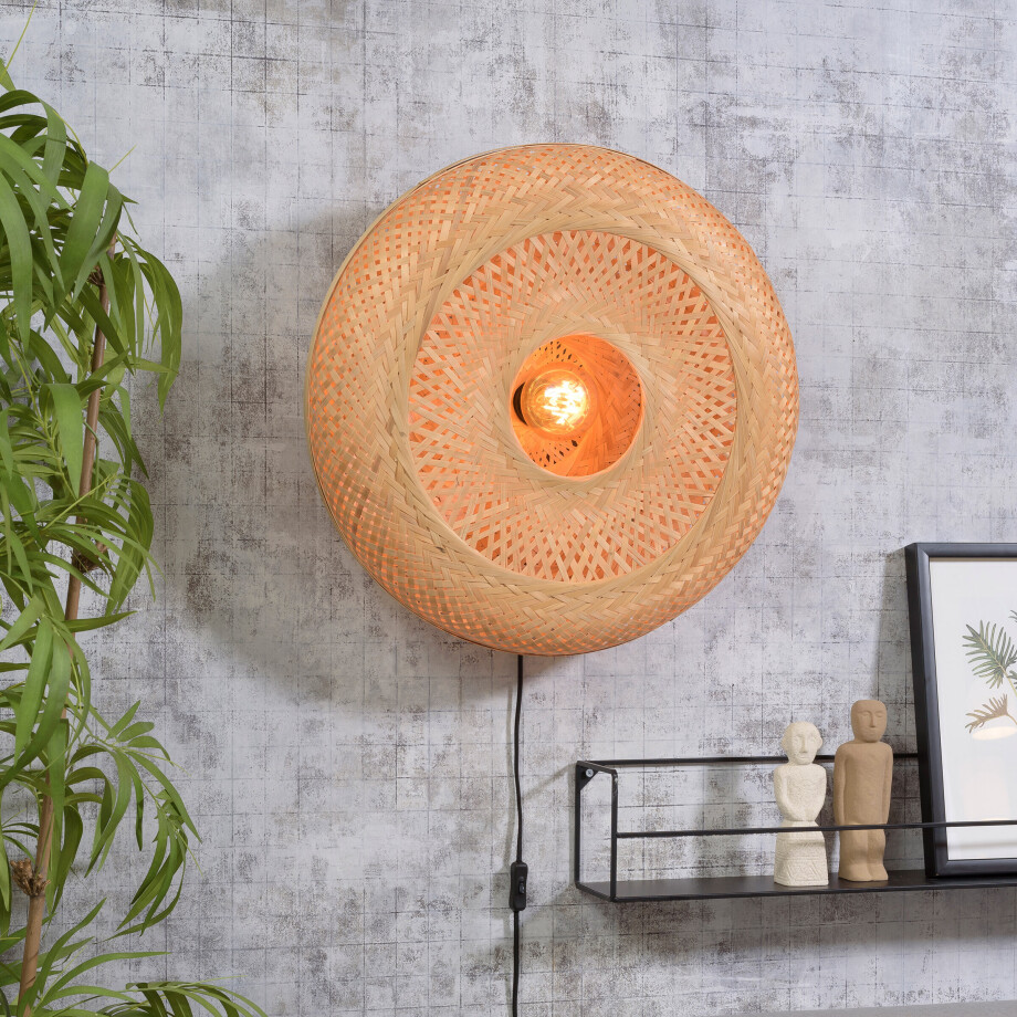 GOOD&MOJO Wandlamp 'Palawan' 60cm, Bamboe, kleur Naturel afbeelding 1