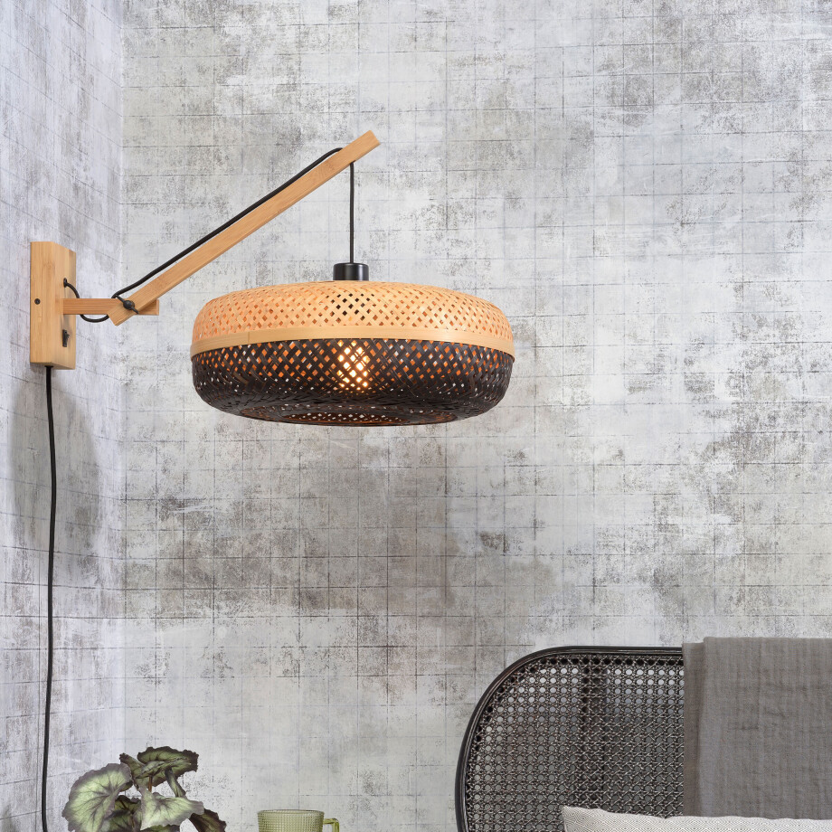 GOOD&MOJO Wandlamp 'Palawan' Small, Bamboe, kleur Naturel/Zwart afbeelding 1