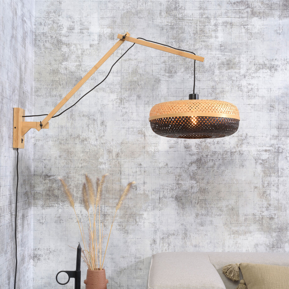 GOOD&MOJO Wandlamp 'Palawan' Large, Bamboe, kleur Naturel/Zwart afbeelding 1