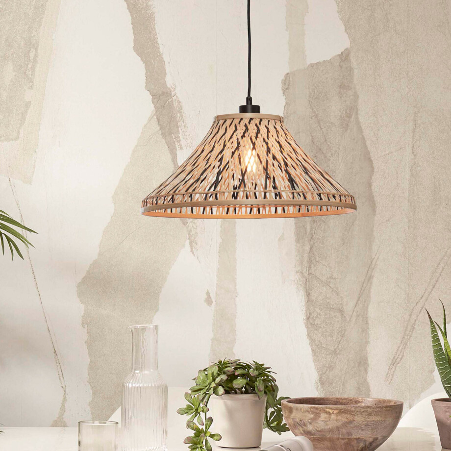 GOOD&MOJO Hanglamp 'Tahiti' Bamboe, 45cm, kleur Naturel/Zwart GOOD&MOJO Hanglamp 'Tahiti' Bamboe, 45cm, kleur Naturel/Zwart afbeelding 1