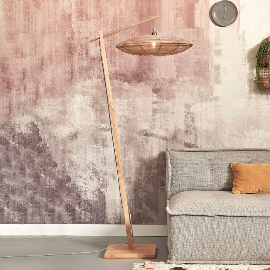 GOOD&MOJO Vloerlamp 'Tanami' Bamboe en rotan, 176cm, kleur Naturel afbeelding 1
