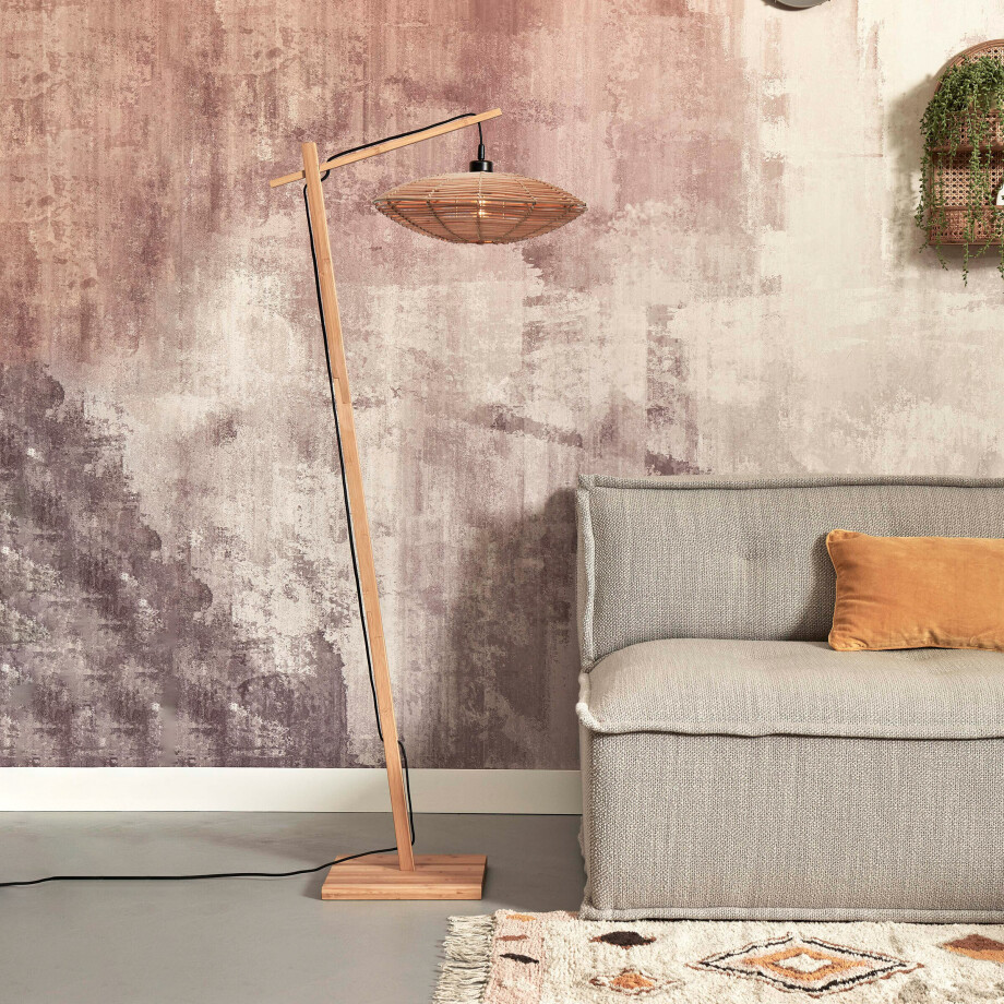 GOOD&MOJO Vloerlamp 'Tanami' Bamboe en rotan, 150cm, kleur Naturel afbeelding 1