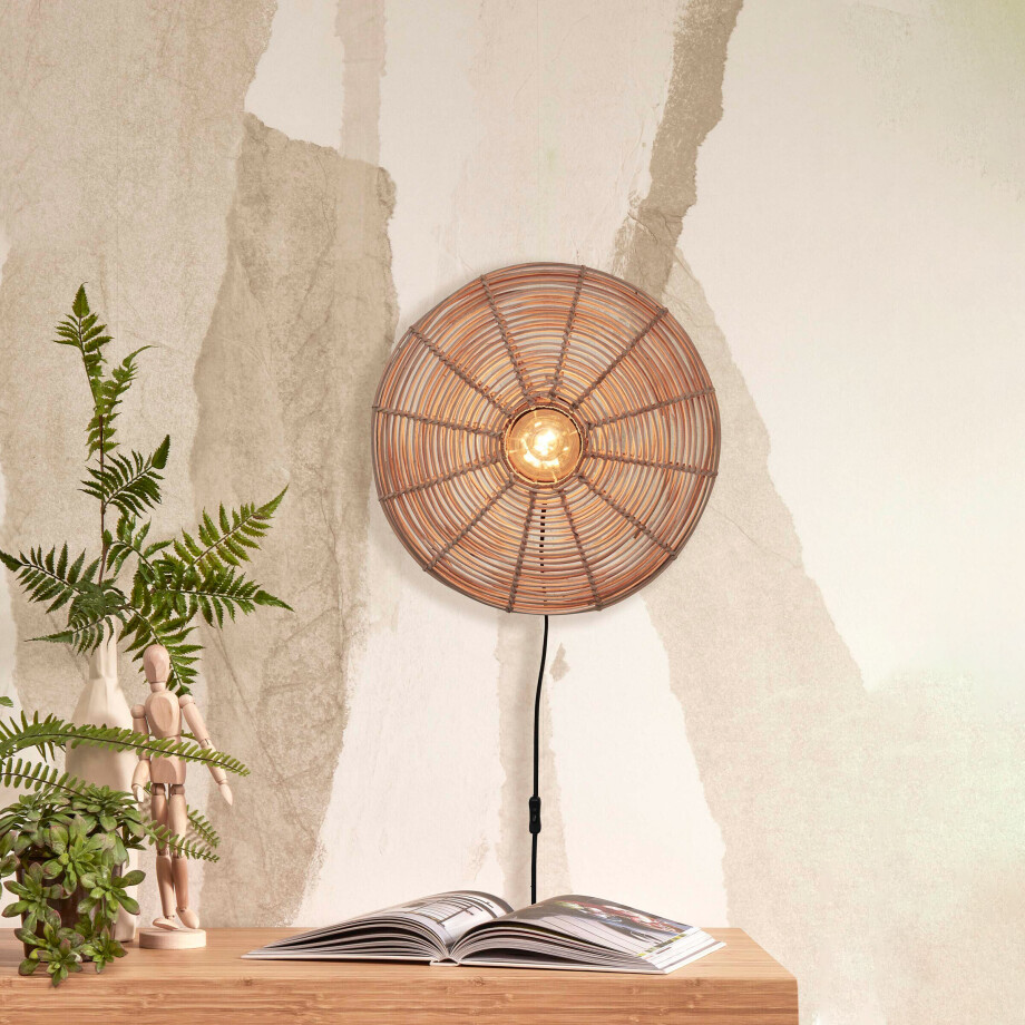 GOOD&MOJO Wandlamp 'Tanami' Rotan, 40cm, kleur Naturel GOOD&MOJO Wandlamp 'Tanami' Rotan, 40cm, kleur Naturel afbeelding 1