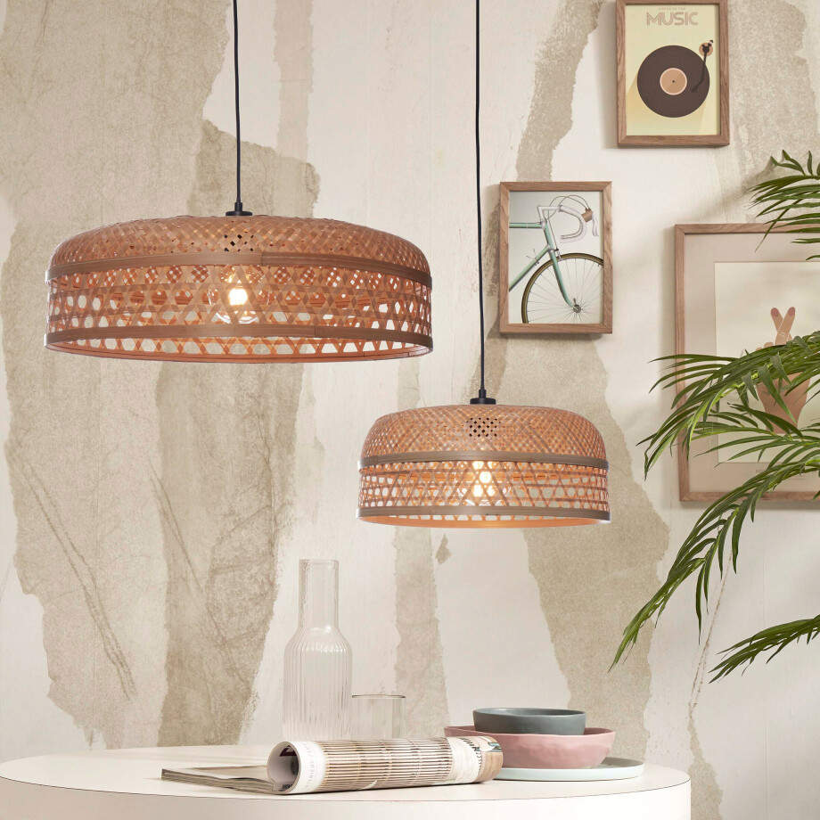 GOOD&MOJO Hanglamp 'Ubud' 2-lamps, Bamboe, kleur Naturel GOOD&MOJO Hanglamp 'Ubud' 2-lamps, Bamboe, kleur Naturel afbeelding 1