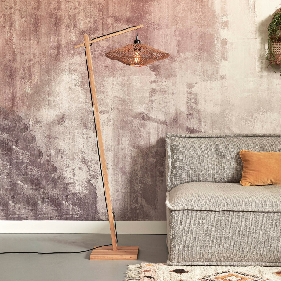 GOOD&MOJO Vloerlamp 'Zanzibar' Bamboe en rotan, 150cm, kleur Naturel afbeelding 1