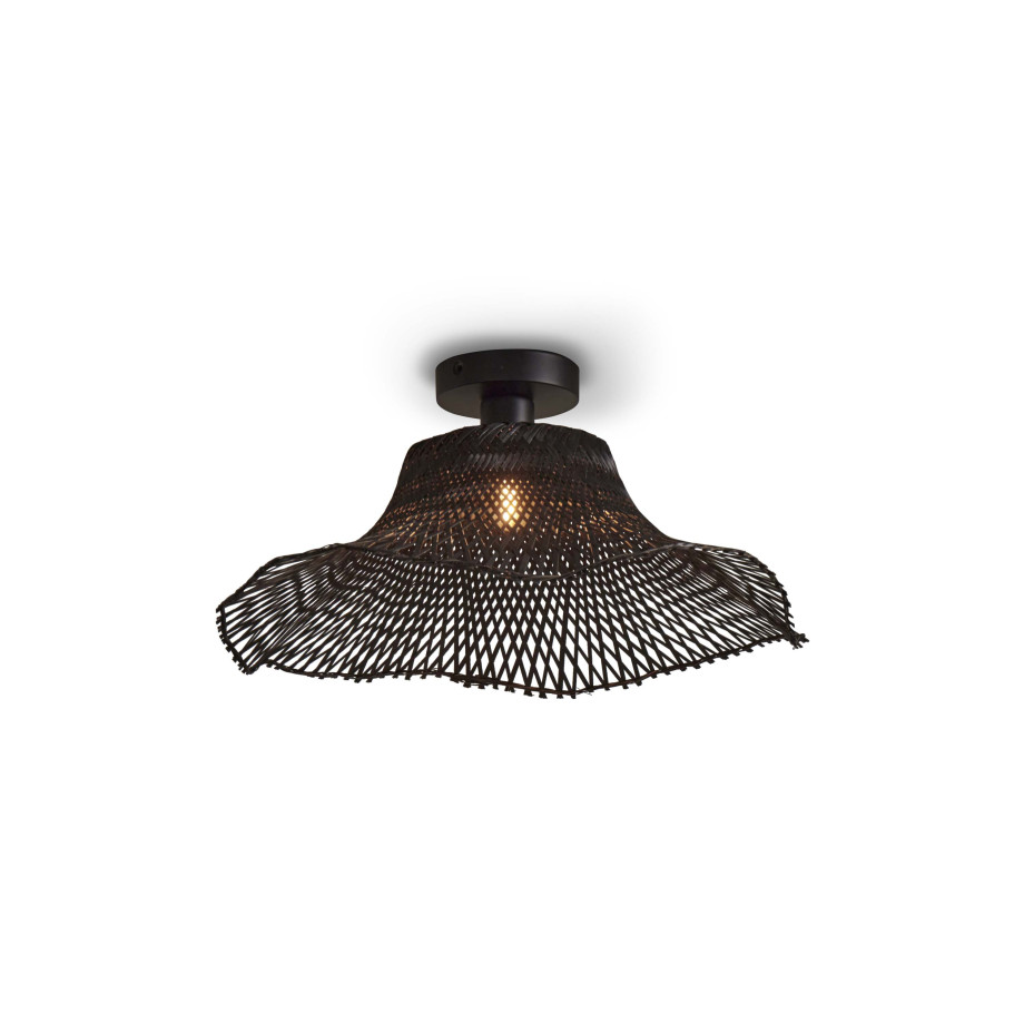 GOOD&MOJO Plafondlamp 'Ibiza' Bamboe, 50cm, kleur Zwart afbeelding 1