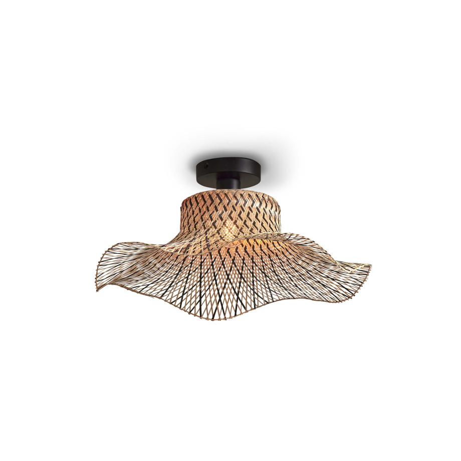 GOOD&MOJO Plafondlamp 'Ibiza' Bamboe, 50cm, kleur Naturel/Zwart afbeelding 1