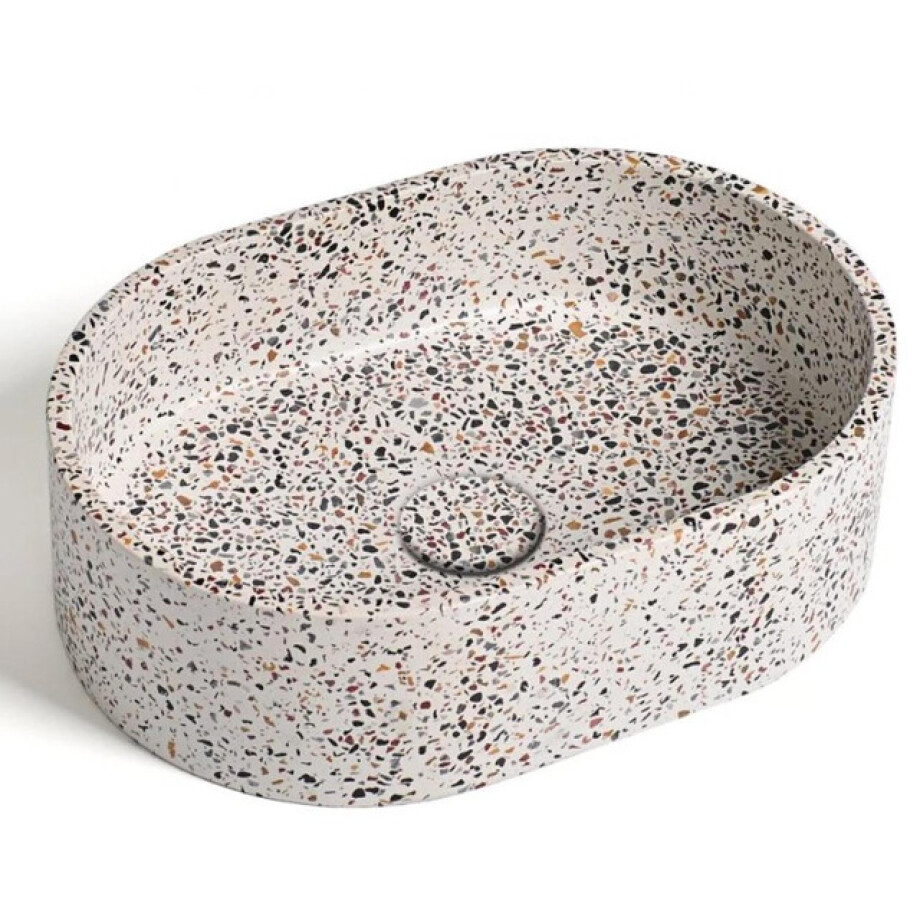 Ideavit Rock Waskom 40x28x12cm Beton ovaal Terrazzo 290291-E5 afbeelding 1