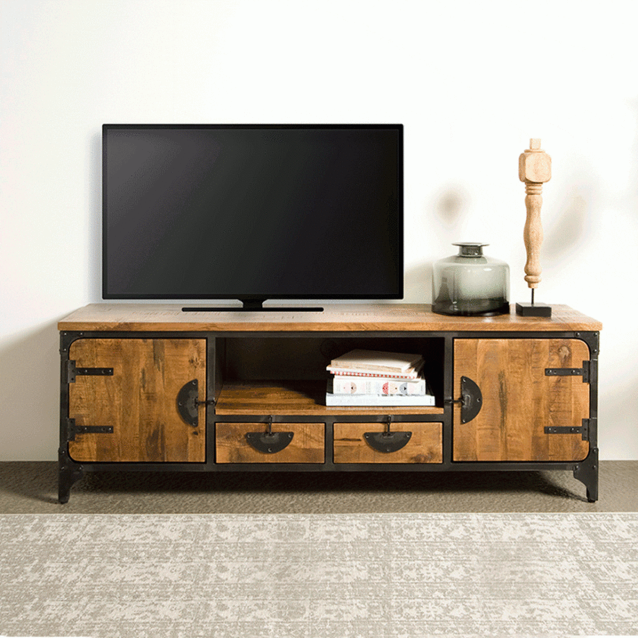 Tower Living TV-meubel 'Basto' 180cm, Mangohout Tower Living TV-meubel 'Basto' 180cm, Mangohout afbeelding