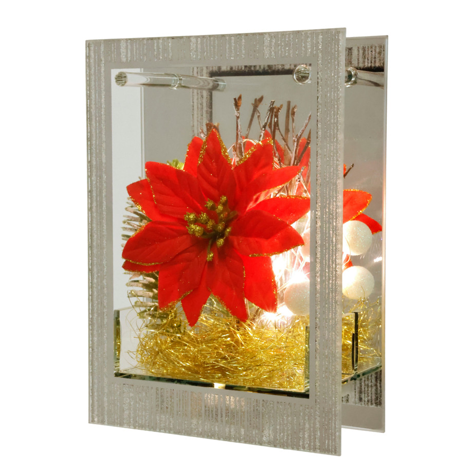 I.GE.A. Decoratief led-figuur Decoratieobject van glas met LED-licht Met kerstster engelenhaar dennen groen kerstdecoratie decor cadeau (1 stuk) afbeelding 1