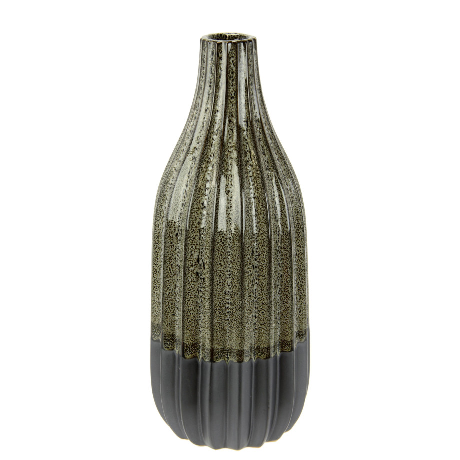 I.GE.A. Siervaas Vase aus Keramik, geriffelt, bauchig, matt glänzend (1 stuk) afbeelding 1