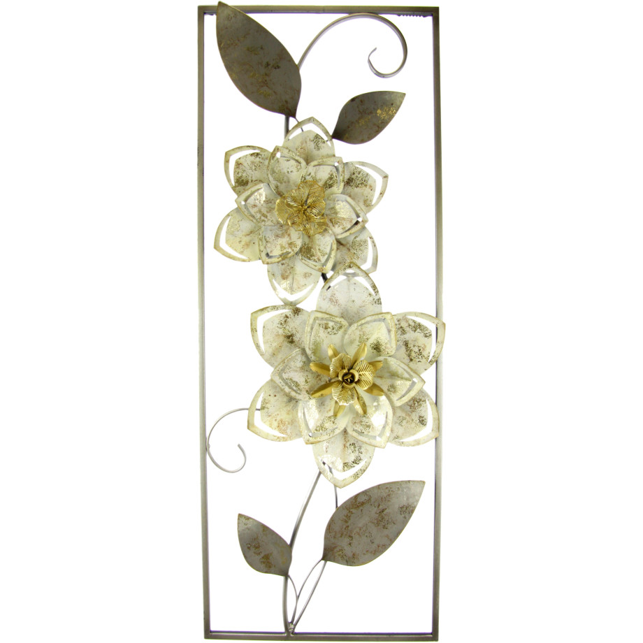 I.GE.A. Wanddecoratie Metallbild Blumen Blätter Blume Wanddeko Wandskulptur Bild 3D Blüten (1 stuk) afbeelding 1