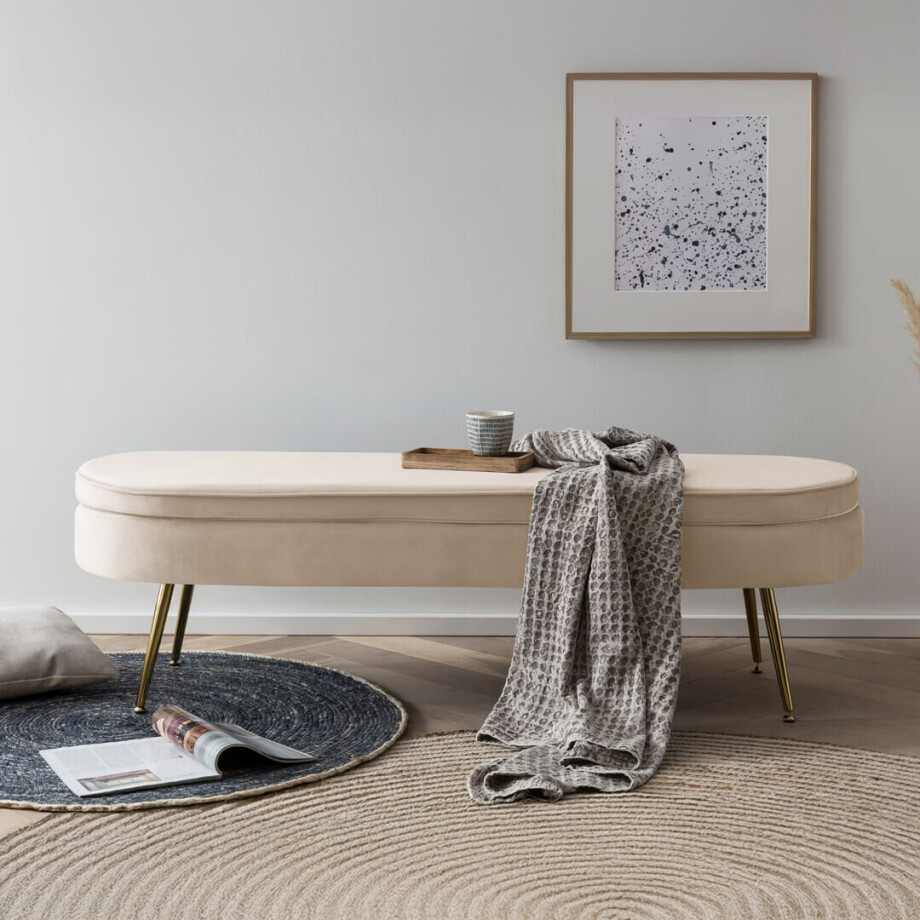 Artistiq Bankje 'Ignacio' Velvet, 142cm, kleur beige afbeelding 1