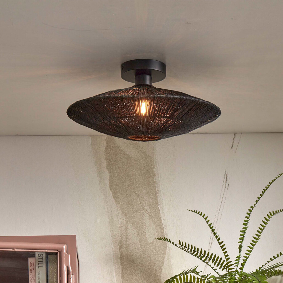 GOOD&MOJO Plafondlamp 'Iguazu' Jute, 40cm, kleur Zwart GOOD&MOJO Plafondlamp 'Iguazu' Jute, 40cm, kleur Zwart afbeelding 1