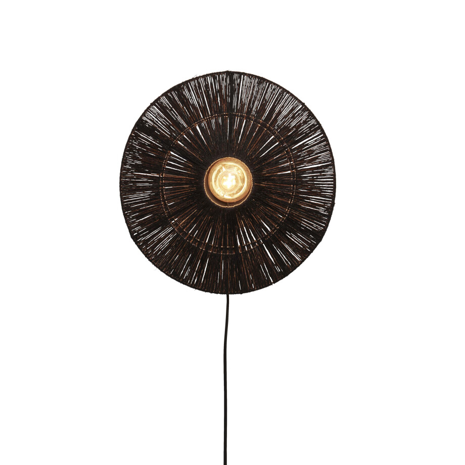 GOOD&MOJO Wandlamp 'Iguazu' Jute, 40cm, kleur Zwart GOOD&MOJO Wandlamp 'Iguazu' Jute, 40cm, kleur Zwart afbeelding 1