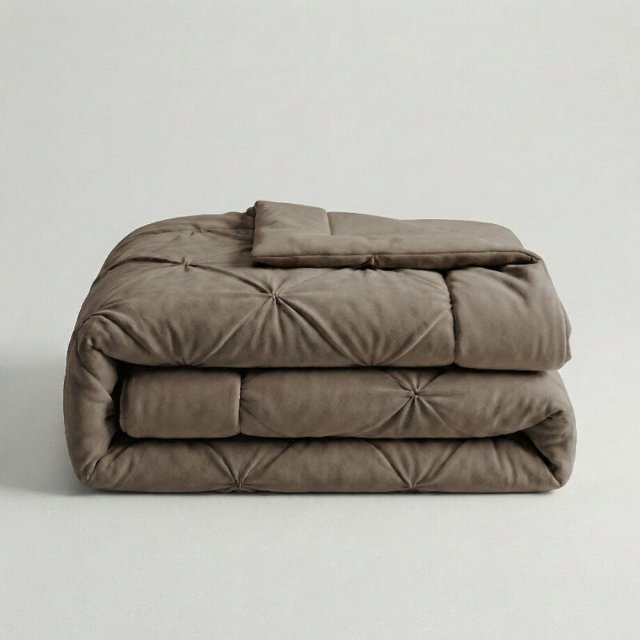 1+1 Gratis Wasbaar Easy Dekbed Zonder Overtrek - Diamond Pintuck - Taupe - Dekbed-Discounter.nl afbeelding 