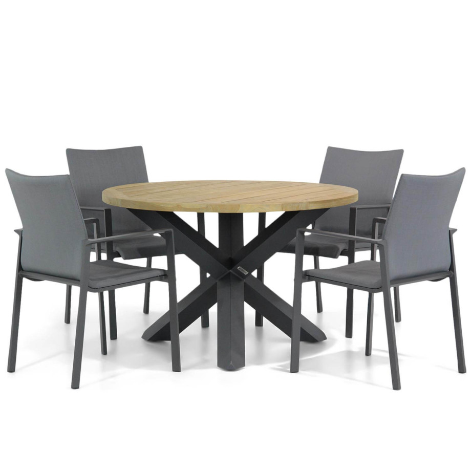 Lifestyle Rome/Rockville 120 cm rond dining tuinset 5-delig afbeelding 1