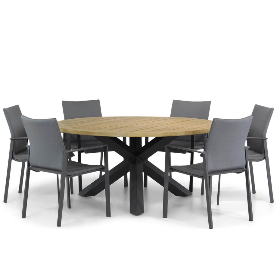 Lifestyle Rome/Rockville 160 cm rond dining tuinset 7-delig afbeelding 1