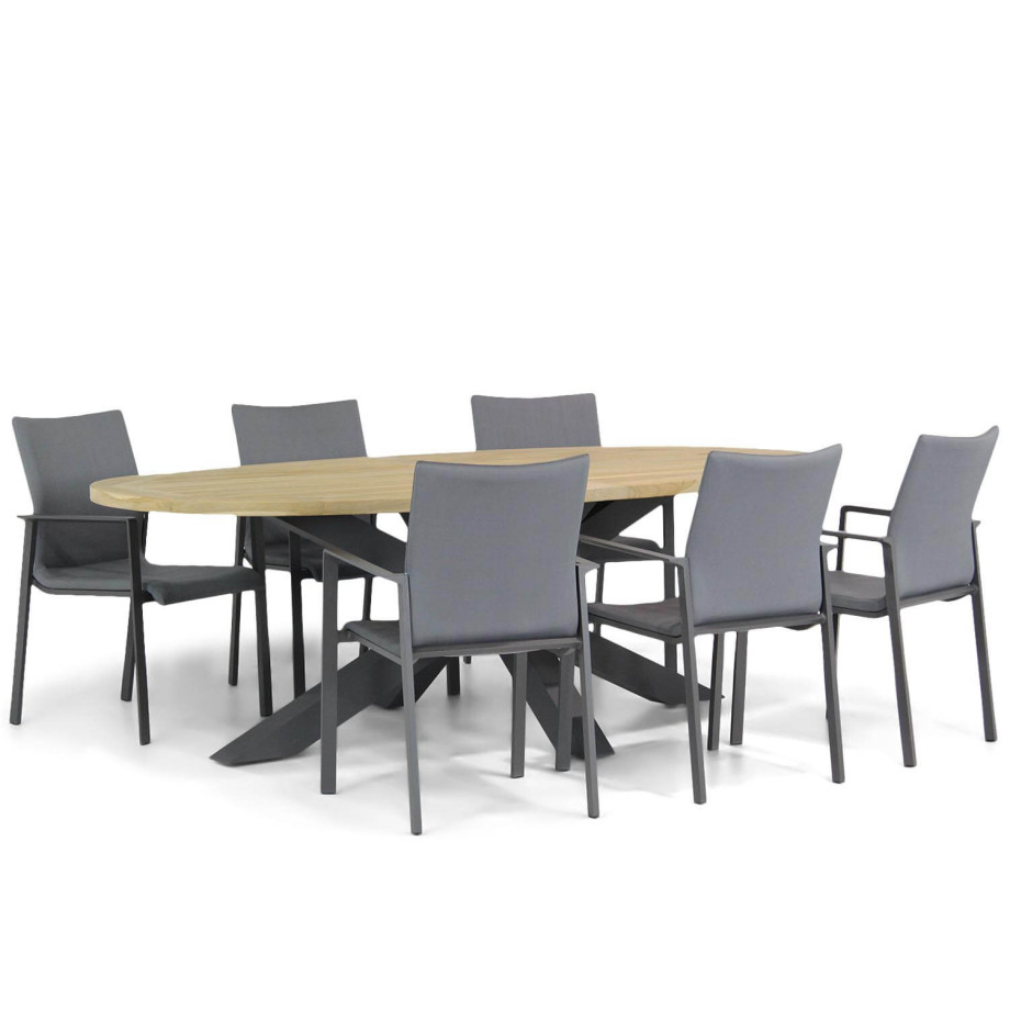 Lifestyle Rome/Brookline 240 cm ovaal dining tuinset 7-delig afbeelding 1